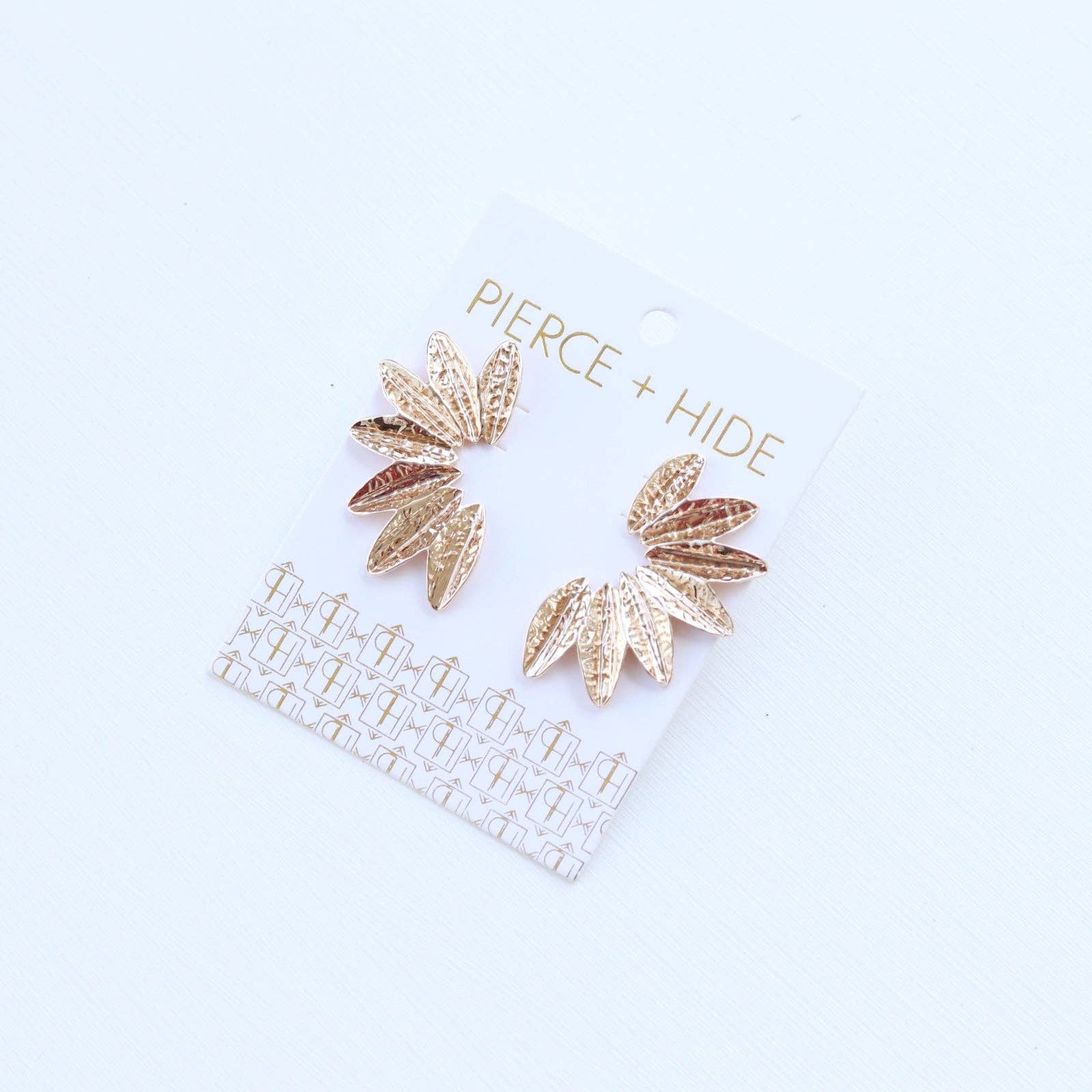 Small Textured Gold Wing Earrings | Gold Accordion Wing - The Girl on Ivy