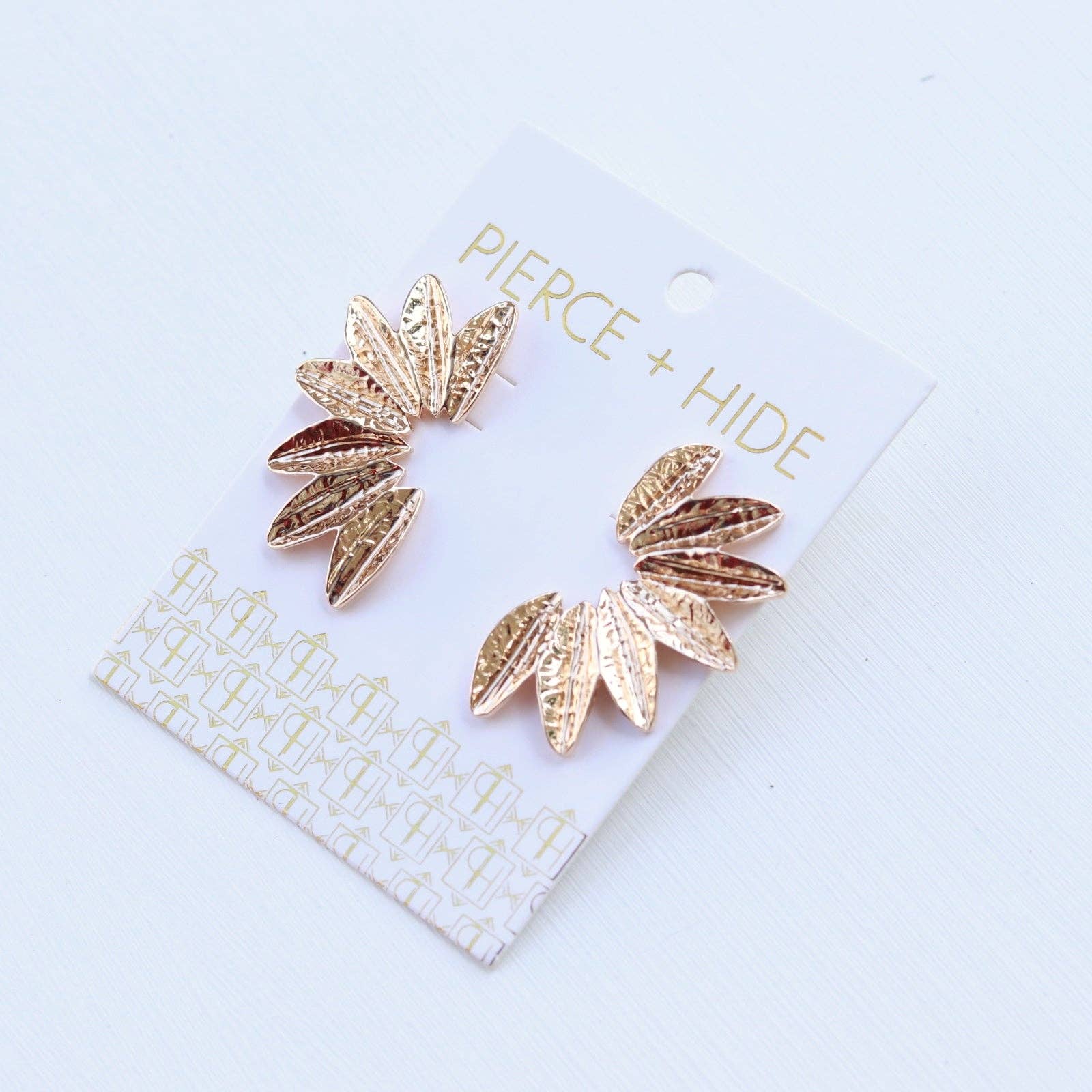 Small Textured Gold Wing Earrings | Gold Accordion Wing - The Girl on Ivy