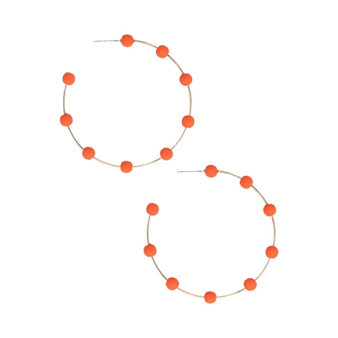 Orange & Gold Bead Hoop Earrings - The Girl on Ivy