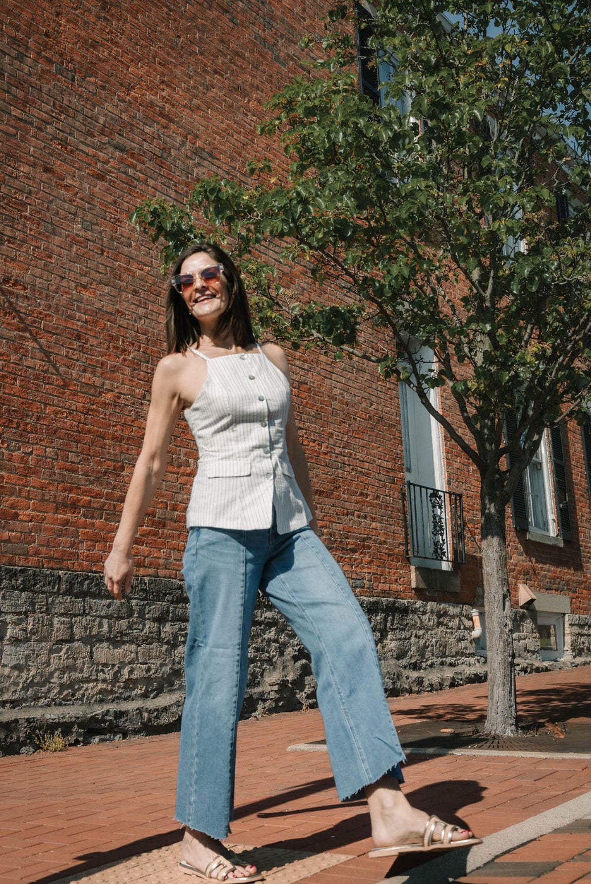 Risen Tummy Control Mid Rise Crop Wide Front Slit Jeans - The Girl on Ivy
