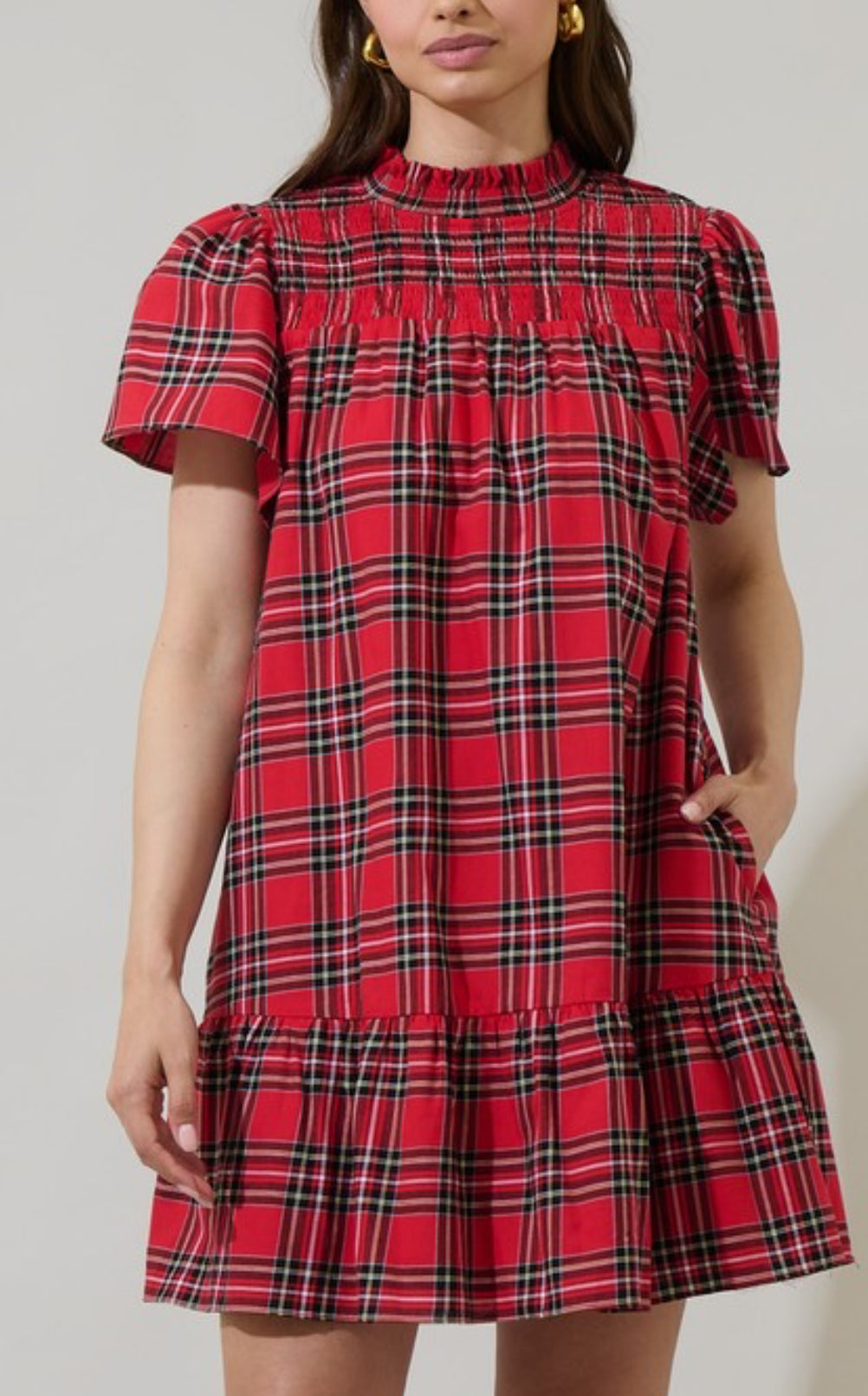 Gloria Plaid Short Sleeve Mini Dress - The Girl on Ivy
