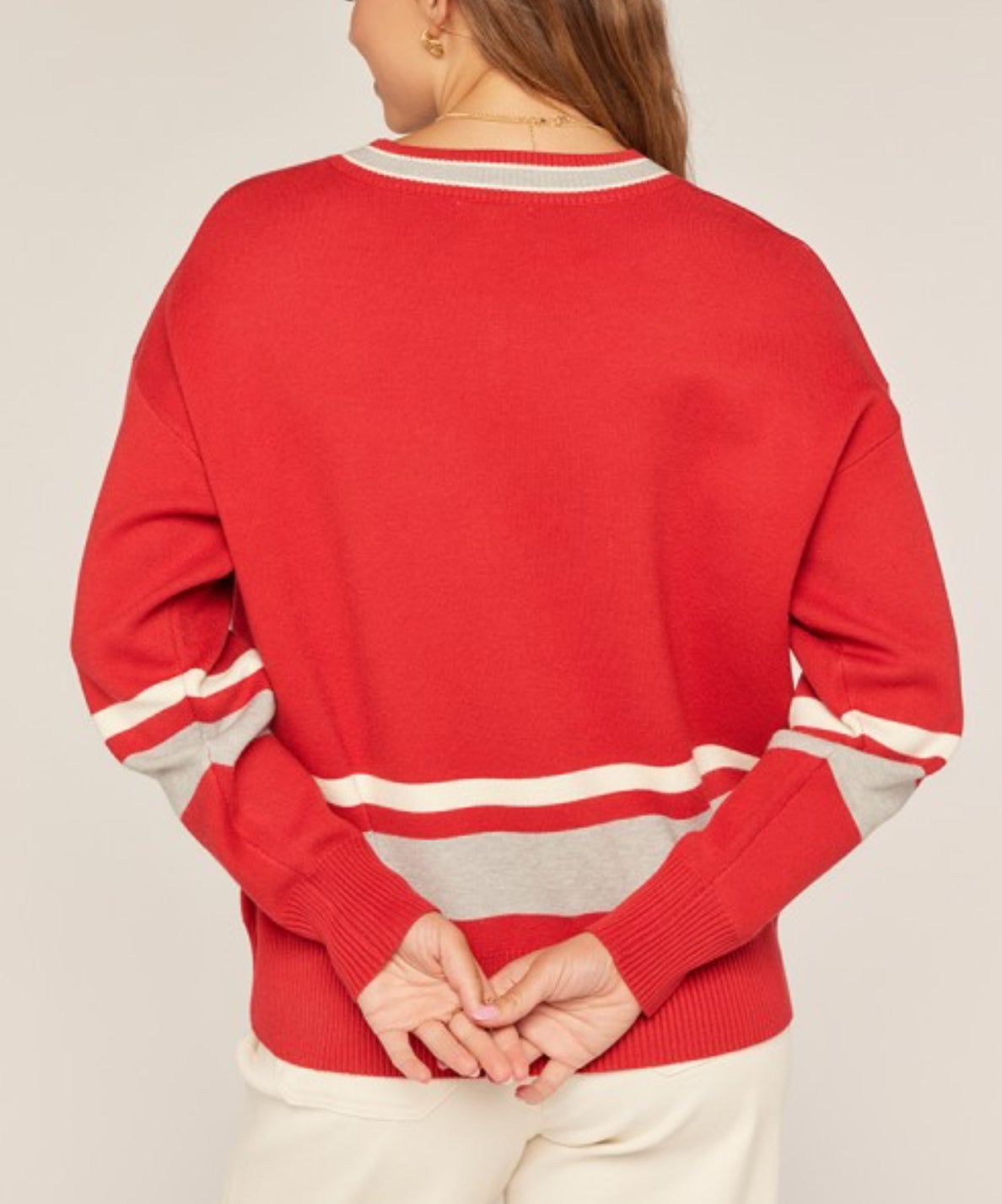 Ohio Logo V-Neck Varsity Sweater - The Girl on Ivy