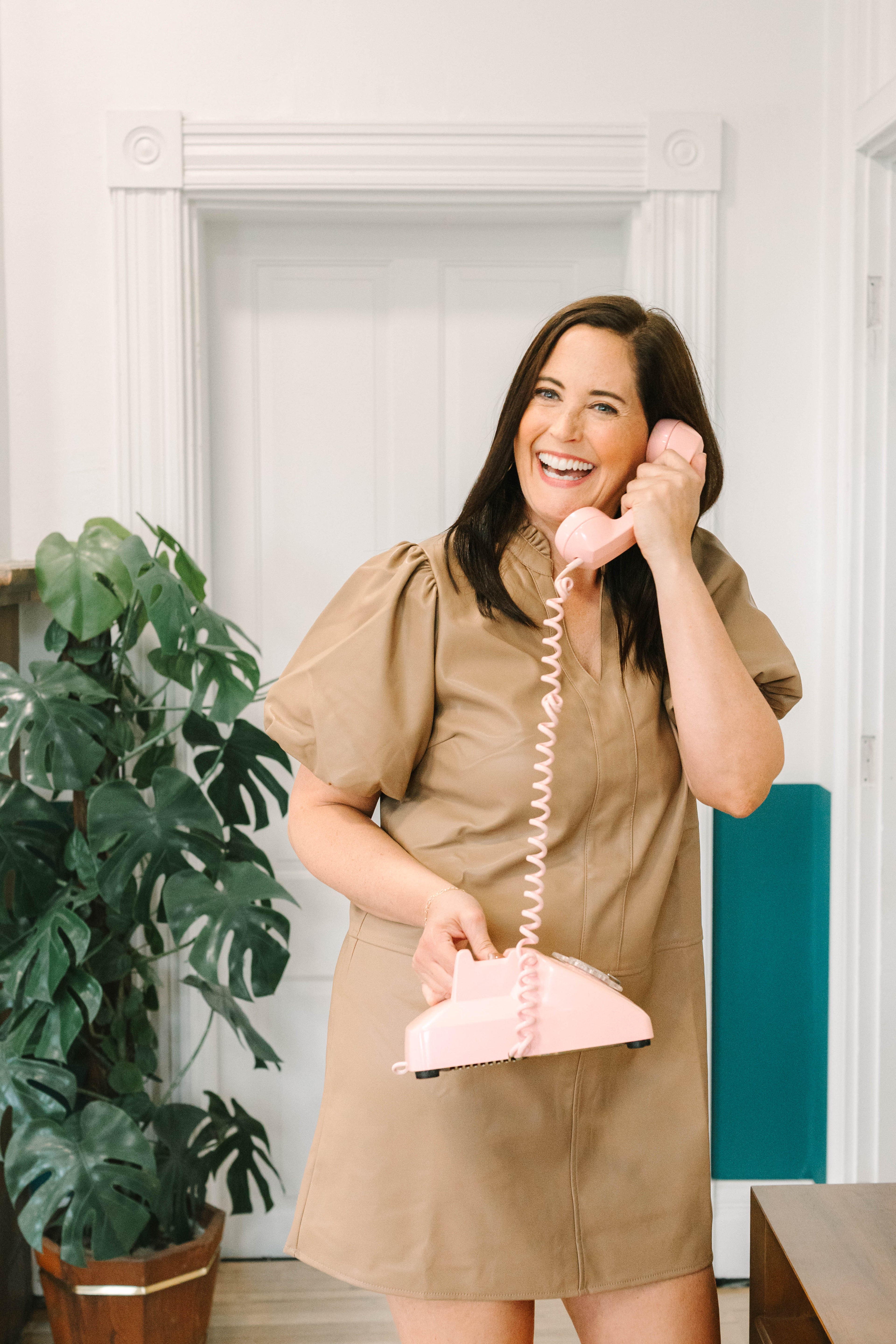 Natasha THML Puff Sleeve Leather Dress - The Girl on Ivy