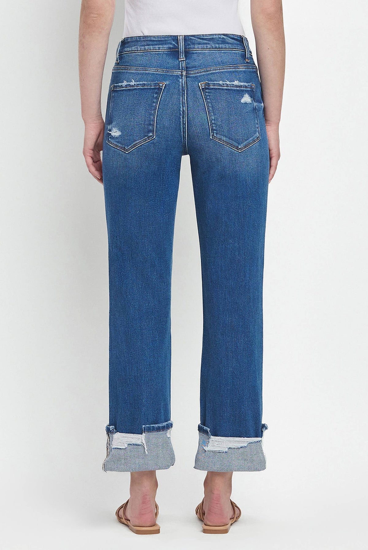 HIGH RISE CUFFED STRAIGHT JEANS - The Girl on Ivy