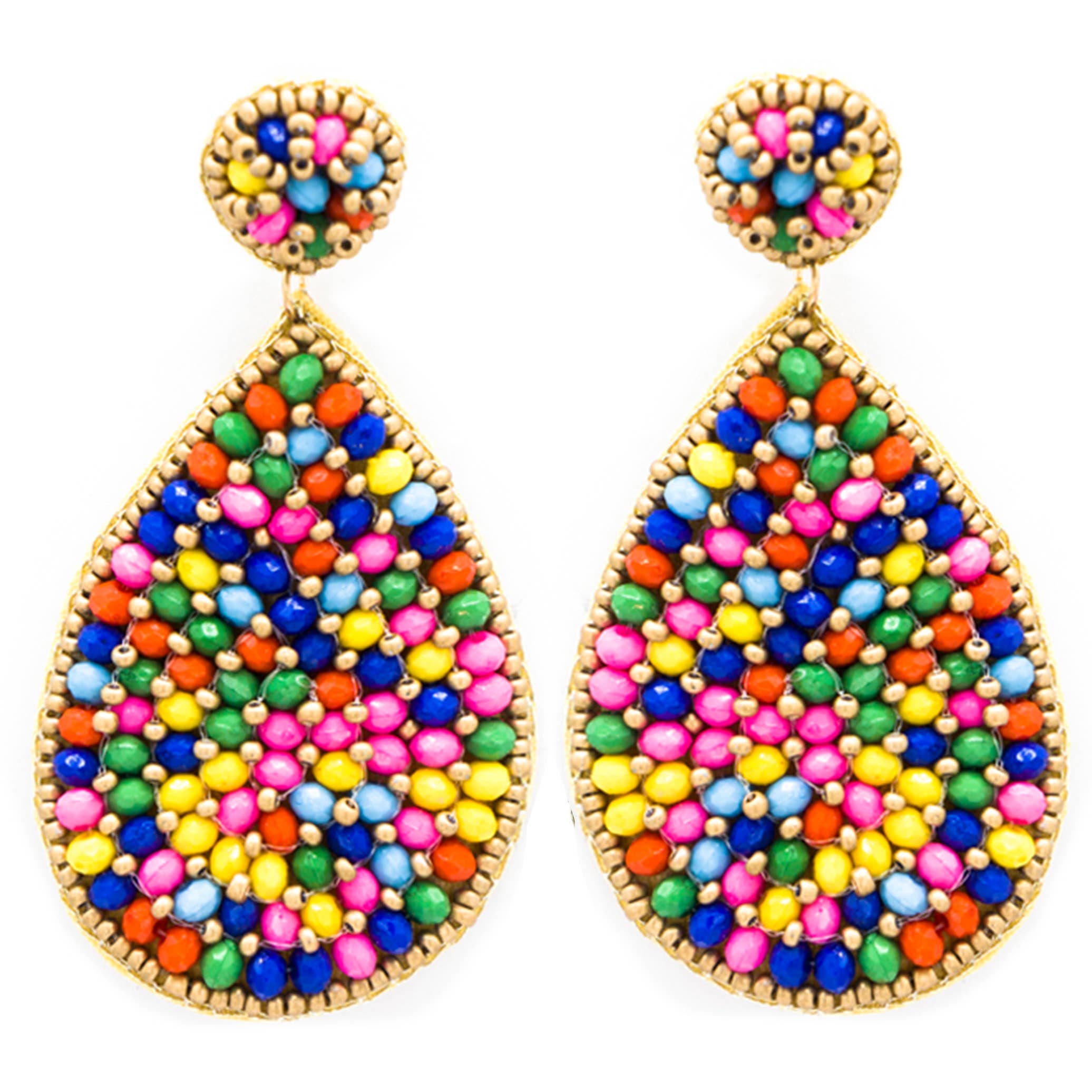 Bohemian Beaded & Woven Teardrop Dangle Earrings - The Girl on Ivy
