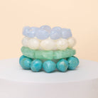 4 PC Multi Shape Marbled Stone Bead Stretch Bracelet Set - The Girl on Ivy