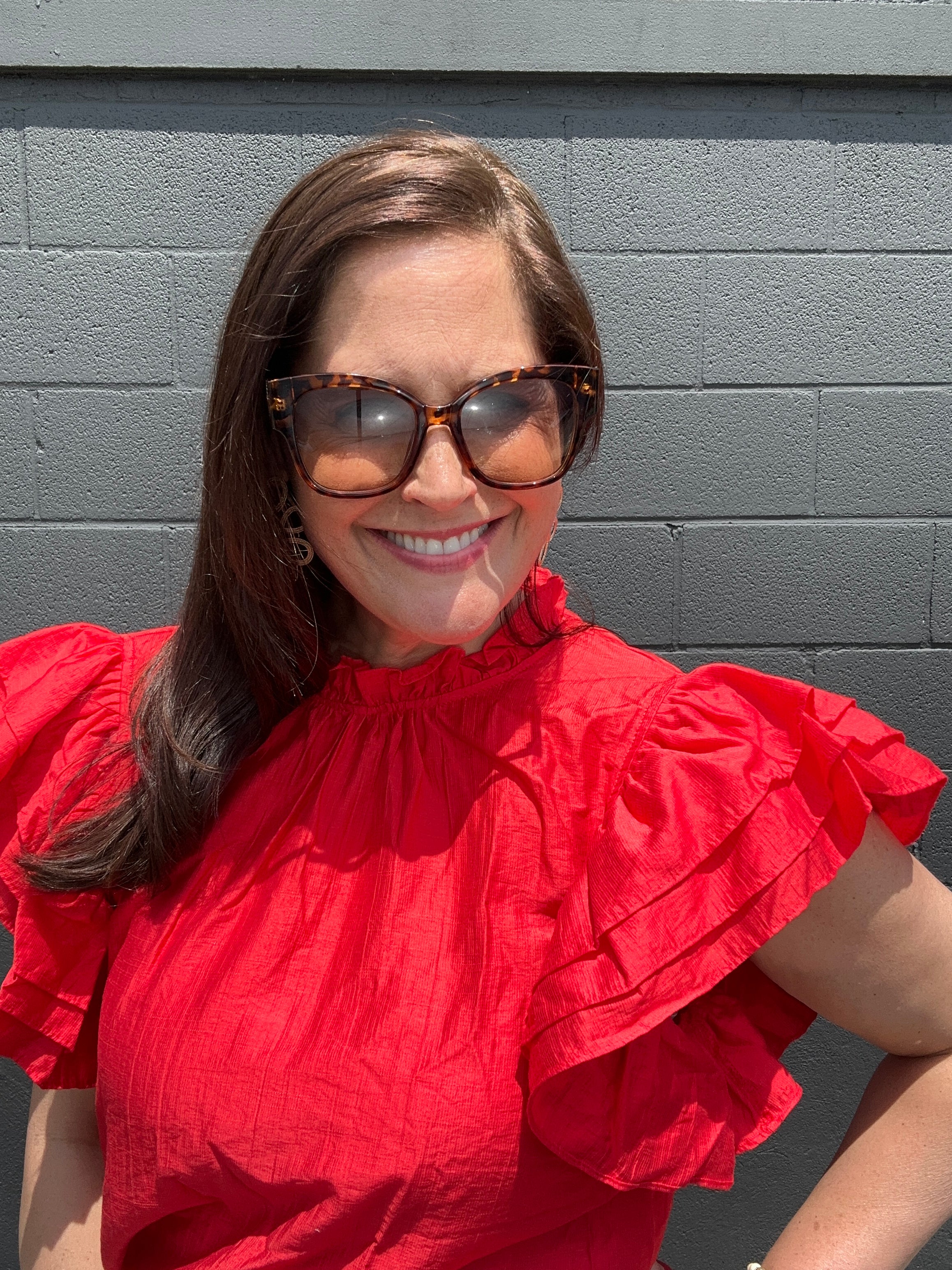 Ruffle Neck Layered Flutter Sleeve Top - The Girl on Ivy
