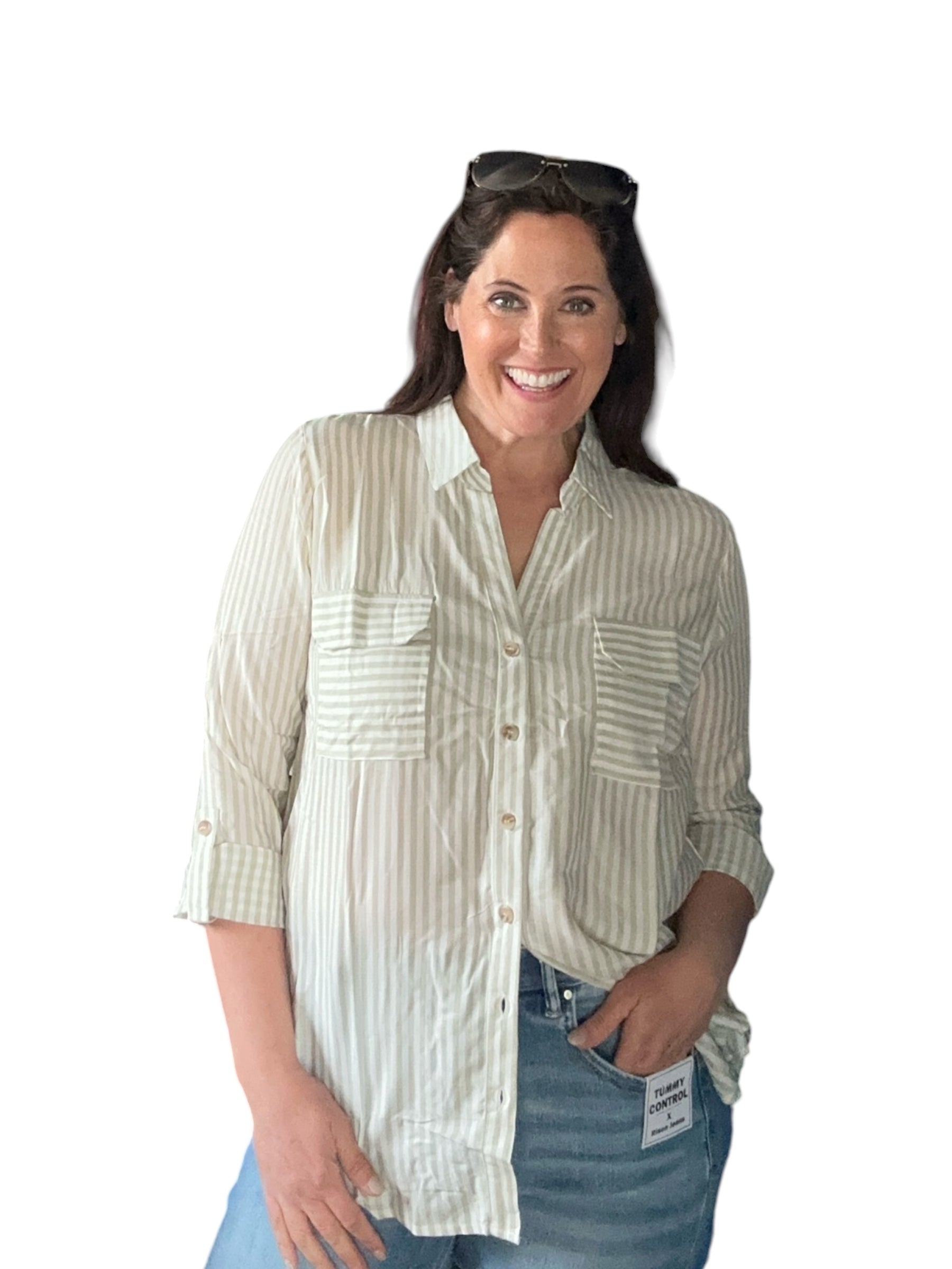 Joey Stripe Collared Button Down Lightweight Shirt - The Girl on Ivy