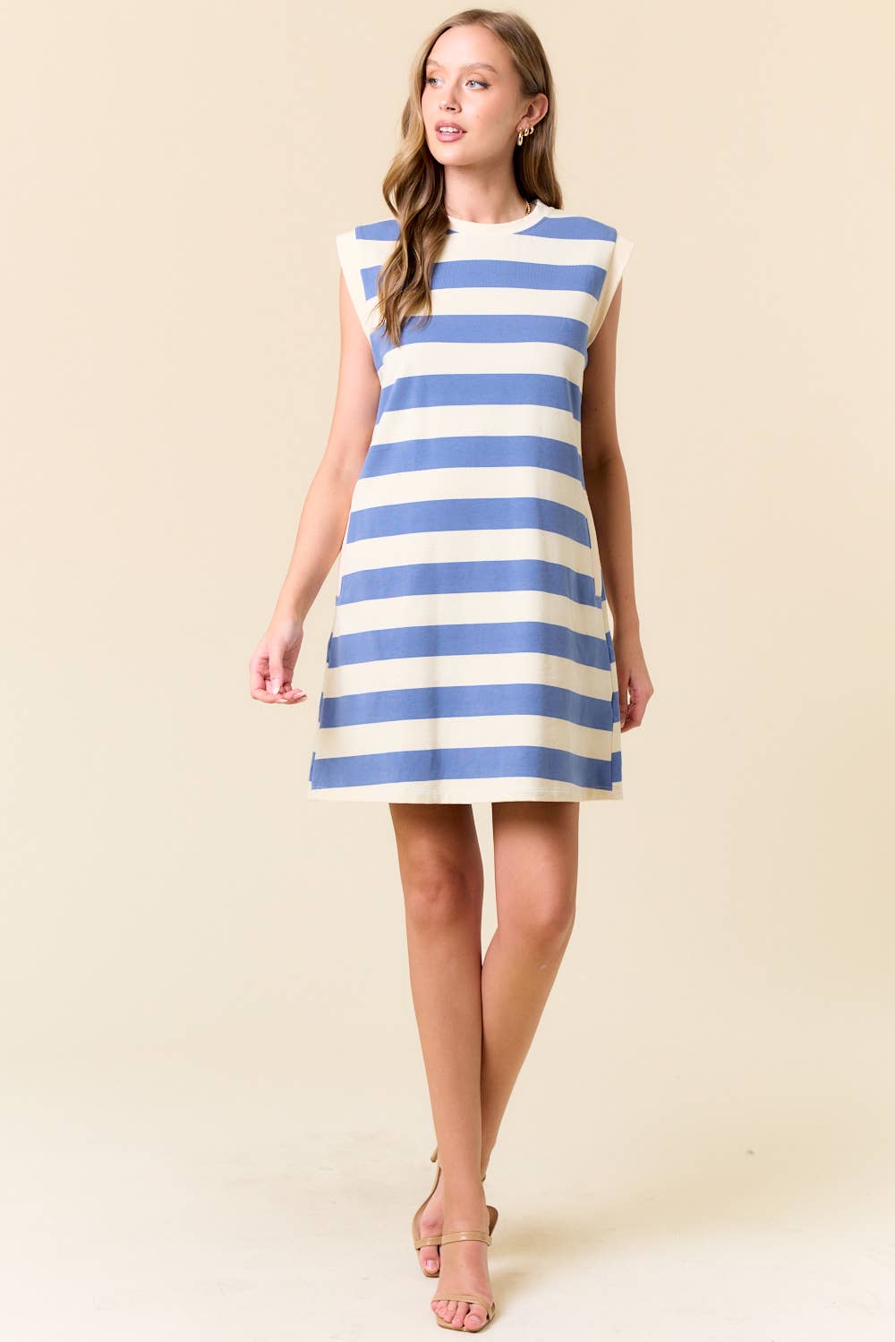 RUGBY STRIPED FRENCH TERRY CAP SLEEVE MINI DRESS (2 color options) - The Girl on Ivy