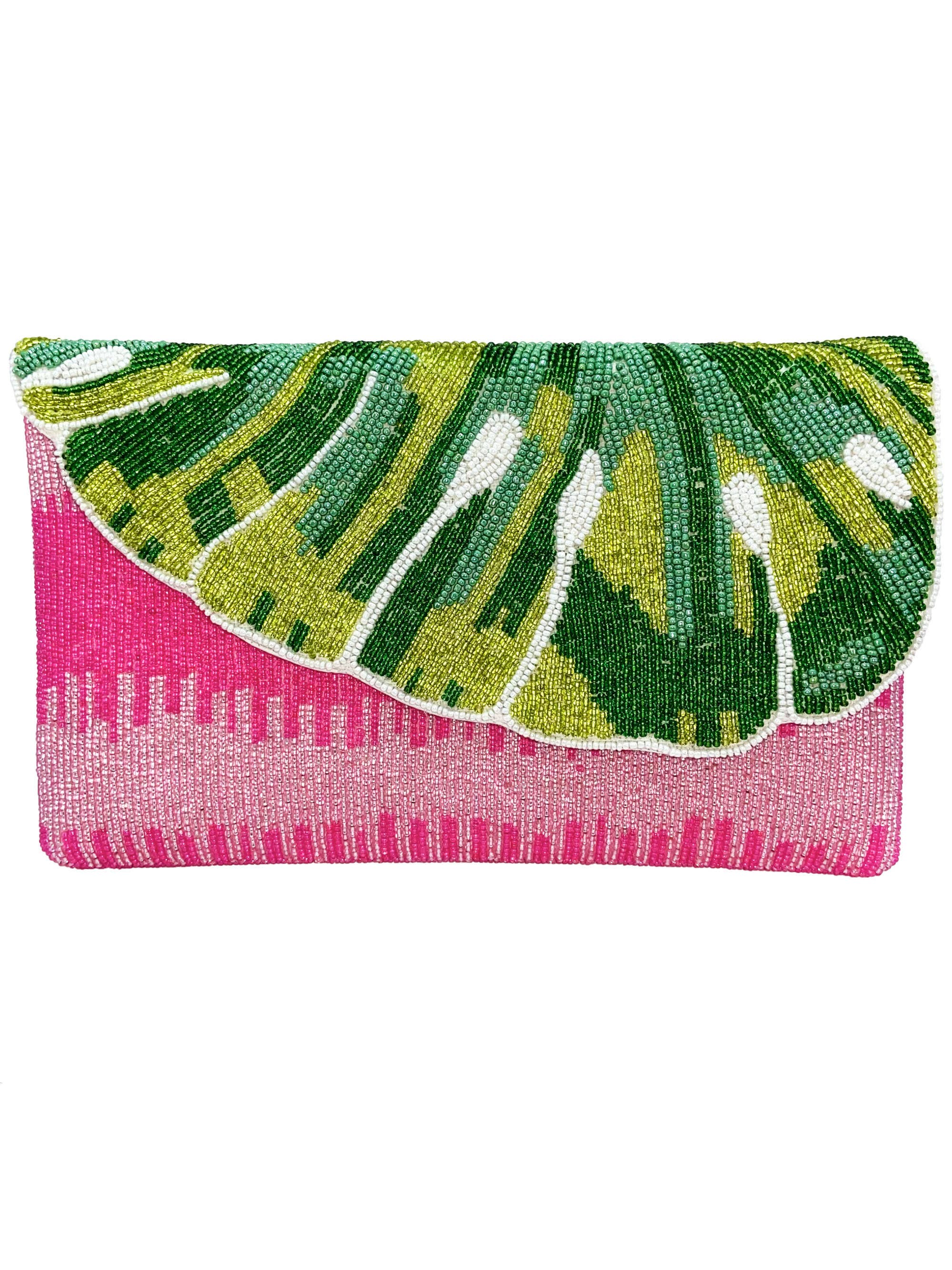 Monstera Leaf Beaded Women's Clutch Bag - The Girl on Ivy