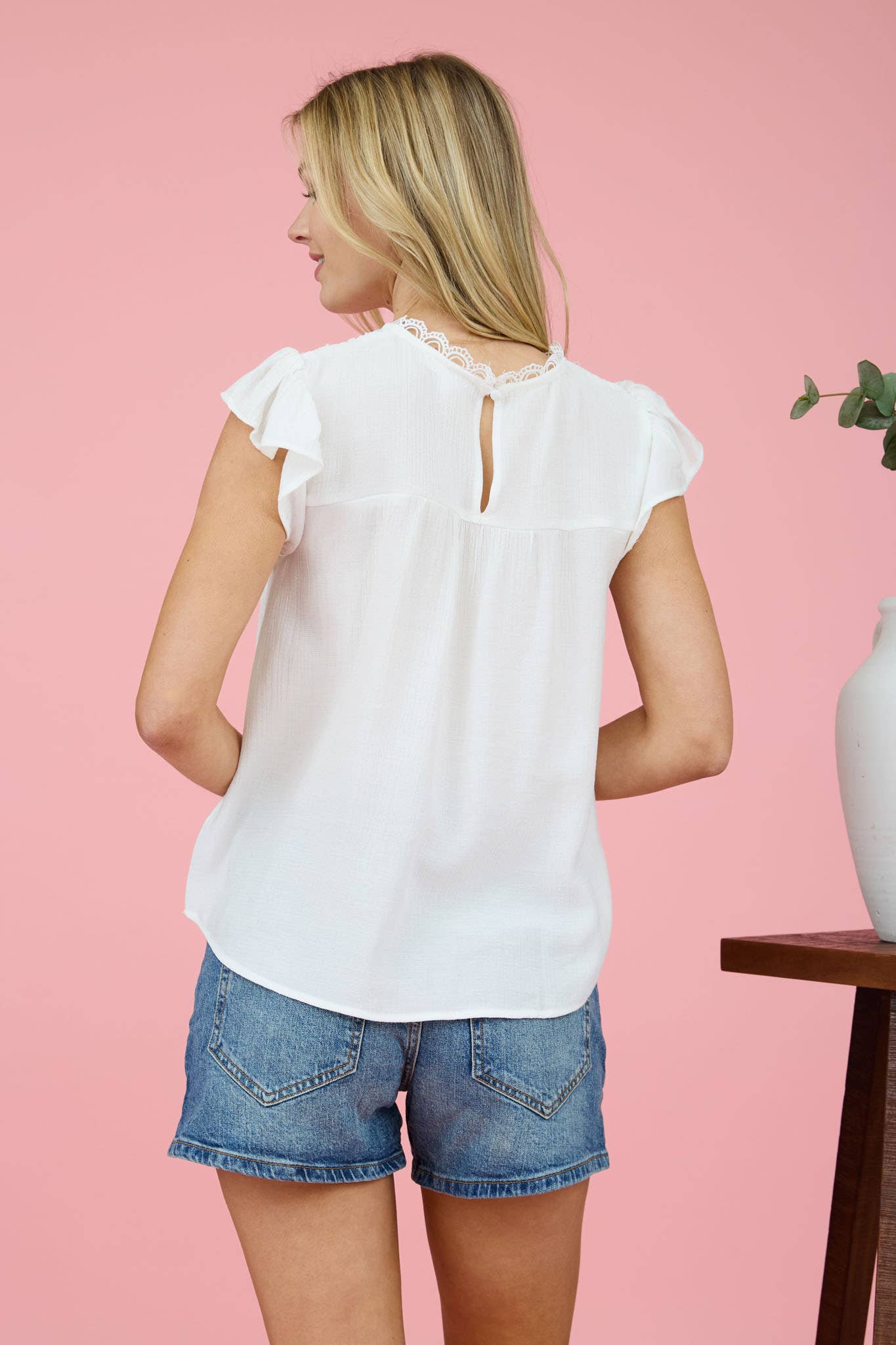 LACEY PANEL SHORT RUFFLE SLEEVE BLOUSE - The Girl on Ivy