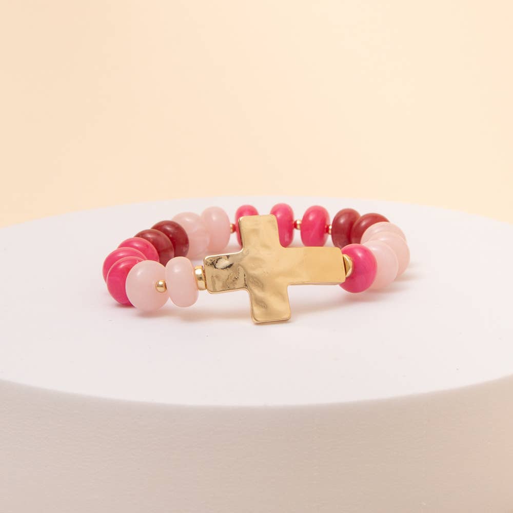Multi-Color Marbled Glass Bead Stretch Bracelet - The Girl on Ivy
