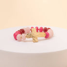 Multi-Color Marbled Glass Bead Stretch Bracelet - The Girl on Ivy