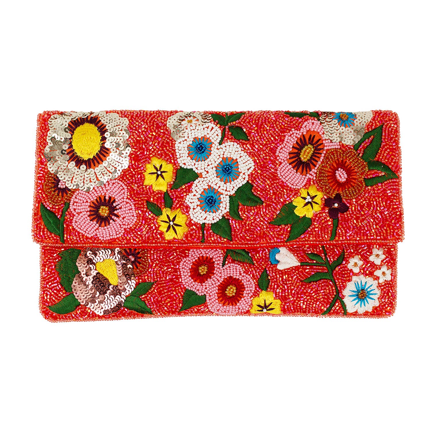 Red Flower Beaded Clutch Bag - The Girl on Ivy