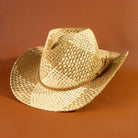 Two Tone Straw Braided Patches Cowboy Hat - The Girl on Ivy