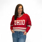 Ohio Logo V-Neck Varsity Sweater - The Girl on Ivy
