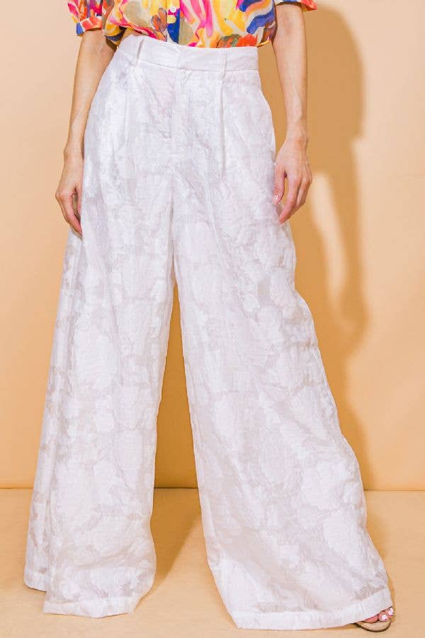 A textured woven pant - IP8474 WHITE - The Girl on Ivy