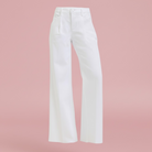 Tummy Control High Rise Wide Leg Pleated White Pants - The Girl on Ivy