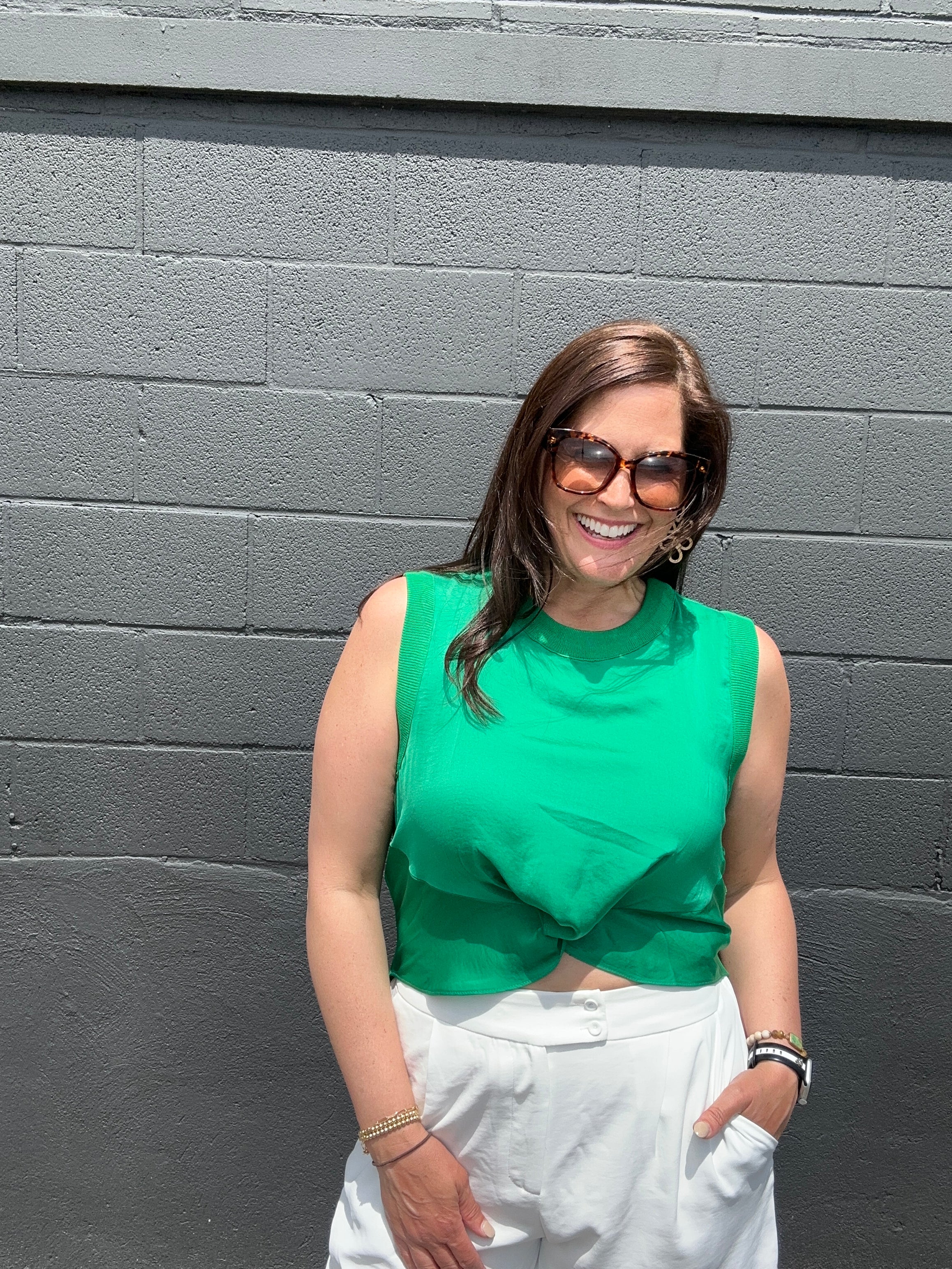 Mia Sleeveless Twist Front Top (2 color options) - The Girl on Ivy