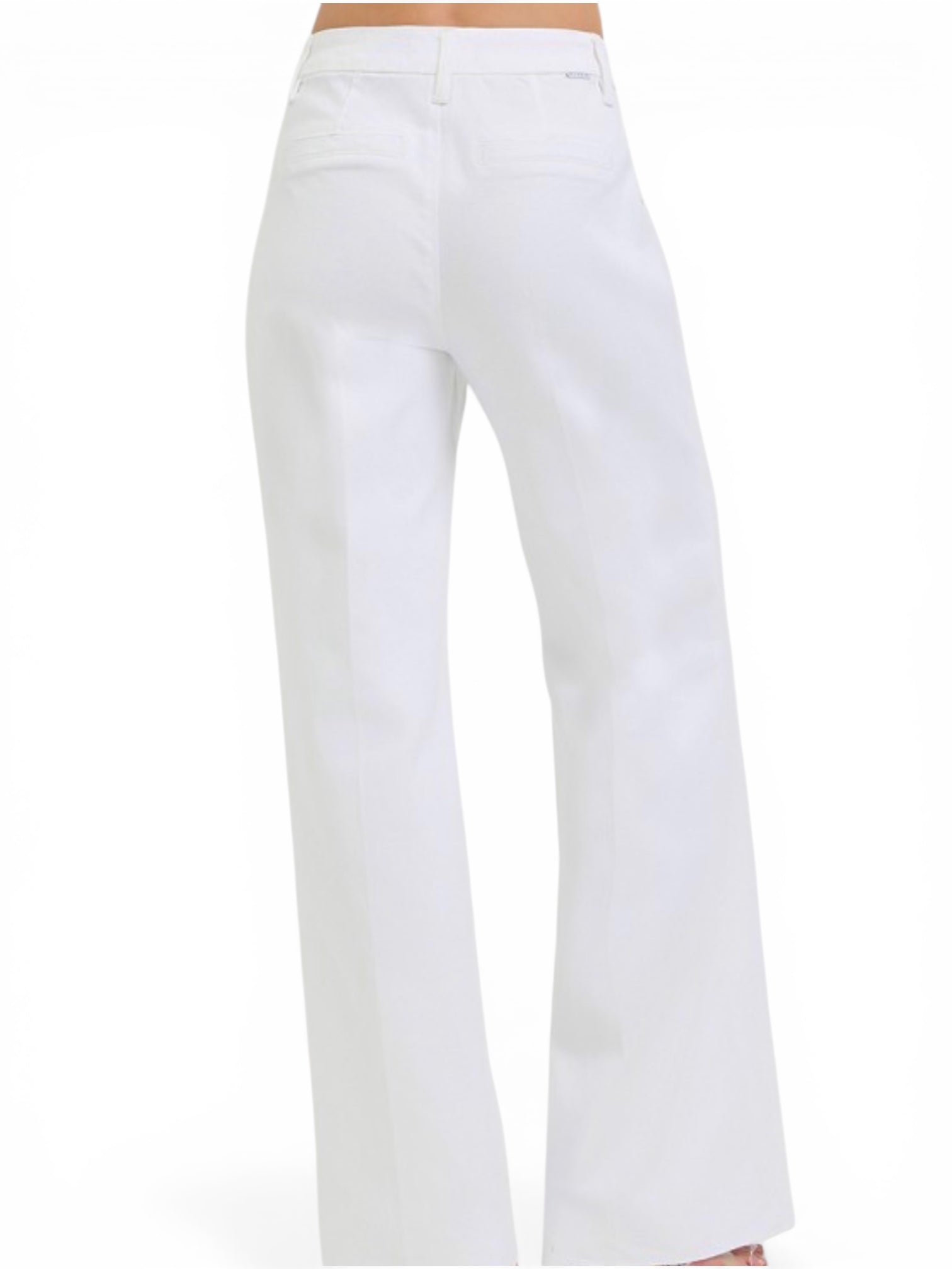 Tummy Control High Rise Wide Leg Pleated White Pants - The Girl on Ivy