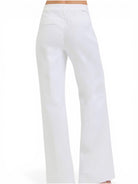Tummy Control High Rise Wide Leg Pleated White Pants - The Girl on Ivy