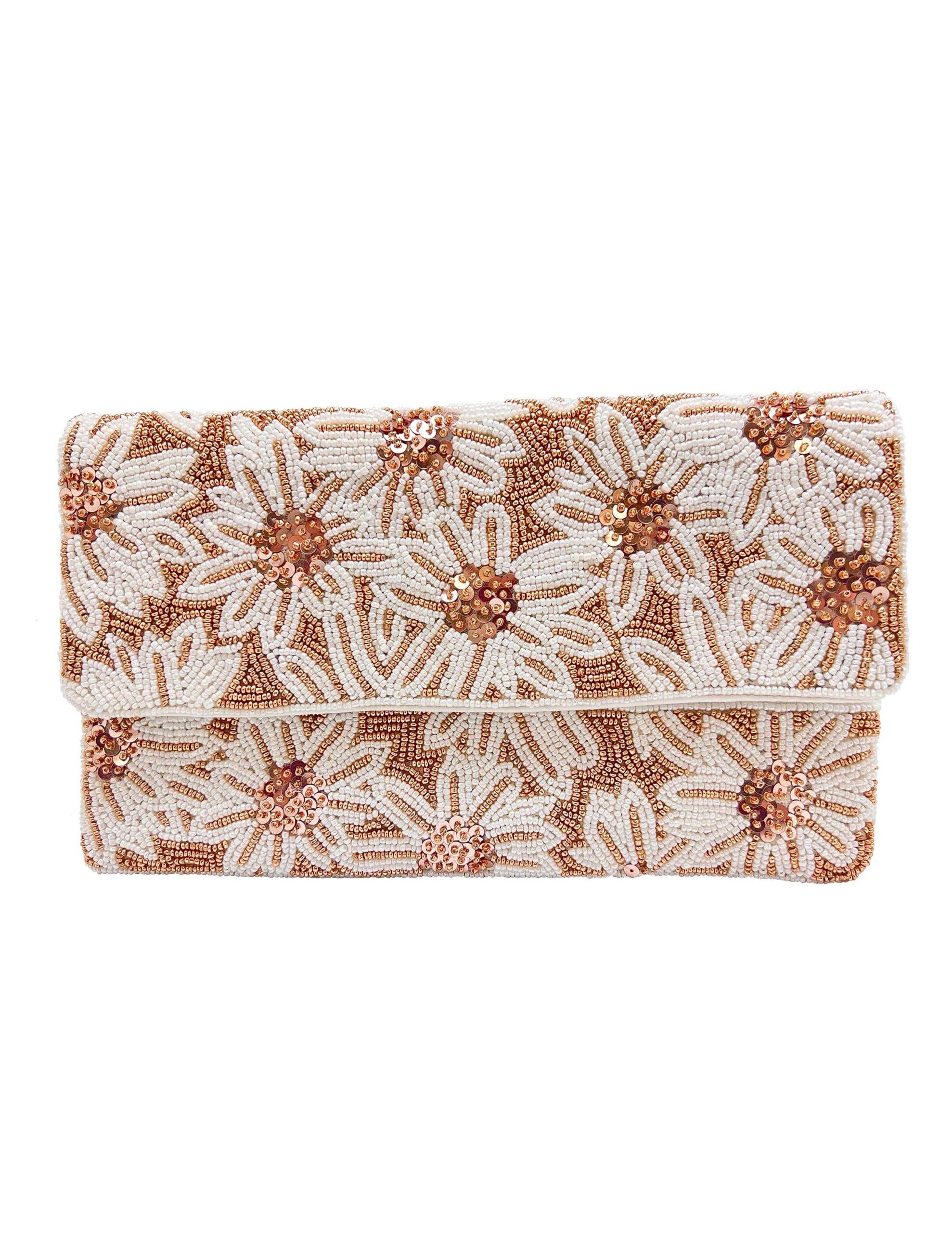Handmade Flowers Bronze Beaded Women's Clutch Bag - The Girl on Ivy