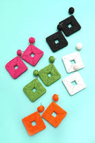RAFFIA SQUARE DROP EARRINGS | 10E3021030 - The Girl on Ivy