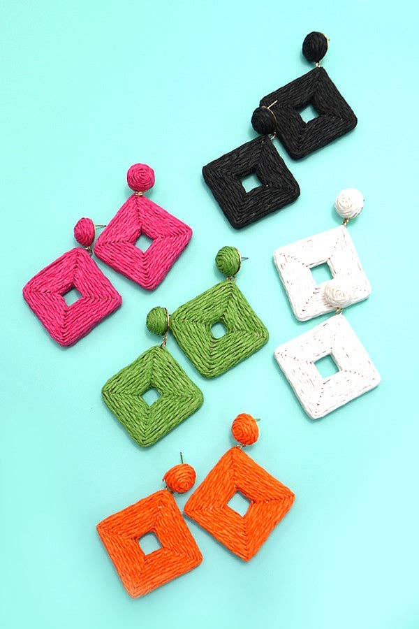 RAFFIA SQUARE DROP EARRINGS | 10E3021030 - The Girl on Ivy