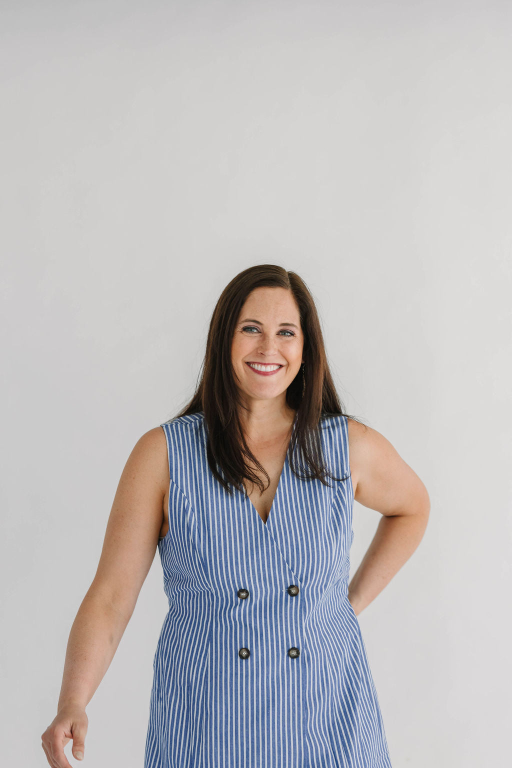 Sandy Striped City Wrap Button Romper - The Girl on Ivy