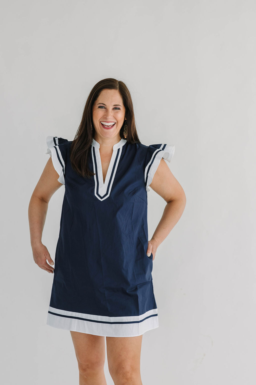 Alice solid woven color blocked mini dress - The Girl on Ivy