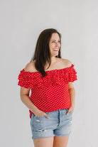 Polka Dot Layered Ruffle Embellished Top - The Girl on Ivy