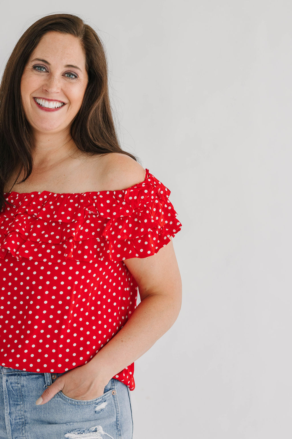 Polka Dot Layered Ruffle Embellished Top - The Girl on Ivy