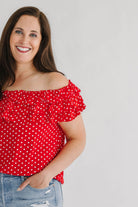Polka Dot Layered Ruffle Embellished Top - The Girl on Ivy