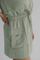 Sage Muscle Utility Mini Dress - The Girl on Ivy