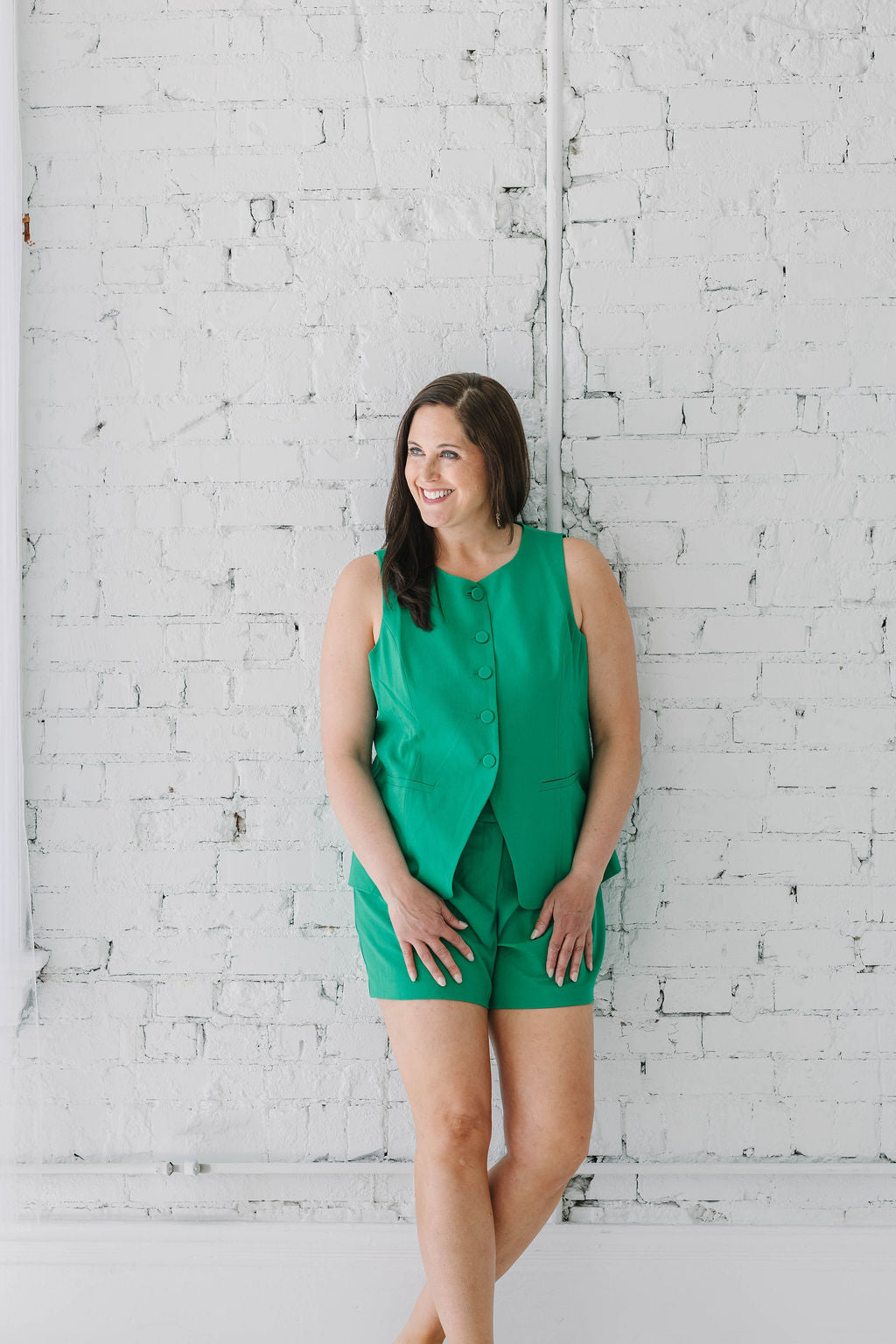 green vest with green buttons