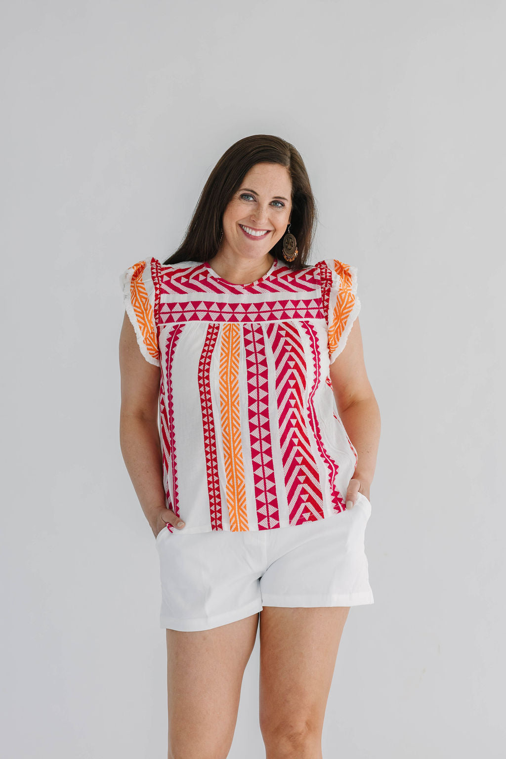 Finley Flutter Sleeve Knit Pattern Top - The Girl on Ivy
