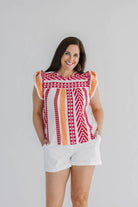 Finley Flutter Sleeve Knit Pattern Top - The Girl on Ivy
