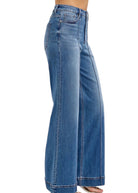Tummy Control High Rise Wide Front Pintuck Jeans - The Girl on Ivy