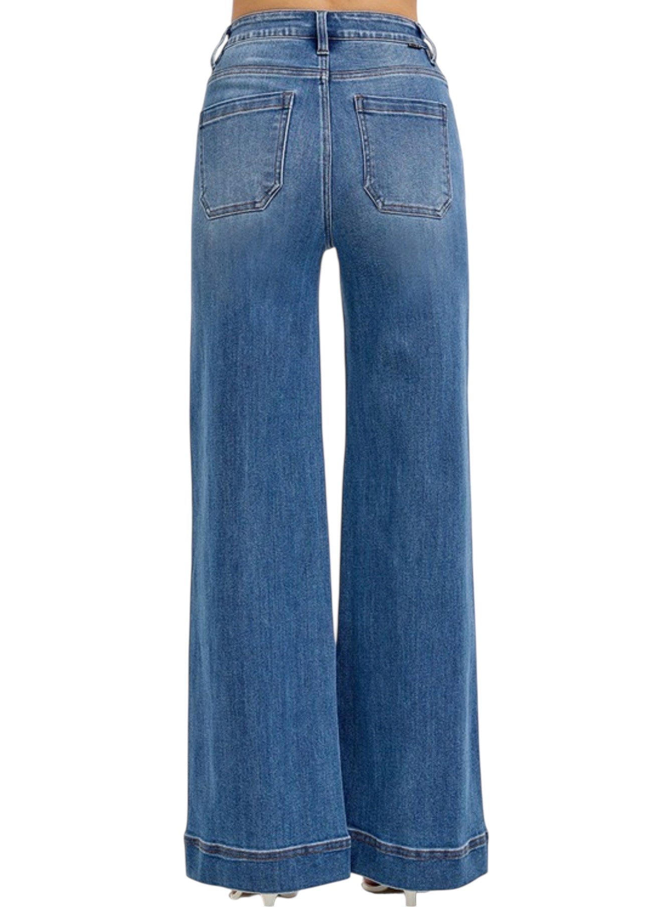 Tummy Control High Rise Wide Front Pintuck Jeans - The Girl on Ivy