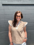 Alexa Solid Woven Top - The Girl on Ivy