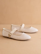The Gem Ivory Gem Embellished Mesh Mary Jane Flat - The Girl on Ivy