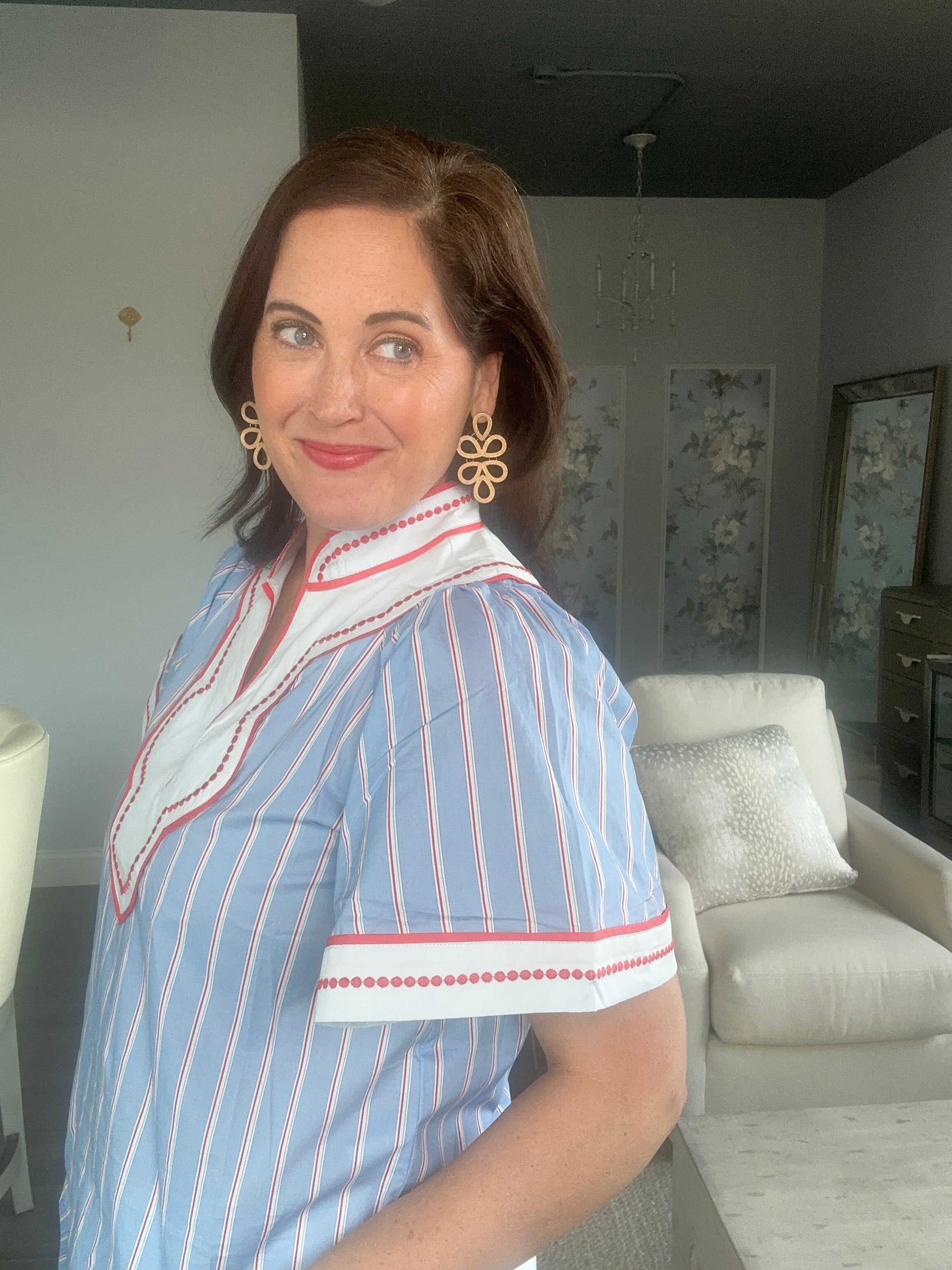Americana Wide Sleeve Striped Pattern Top - The Girl on Ivy