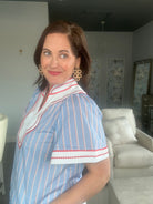 Americana Wide Sleeve Striped Pattern Top - The Girl on Ivy