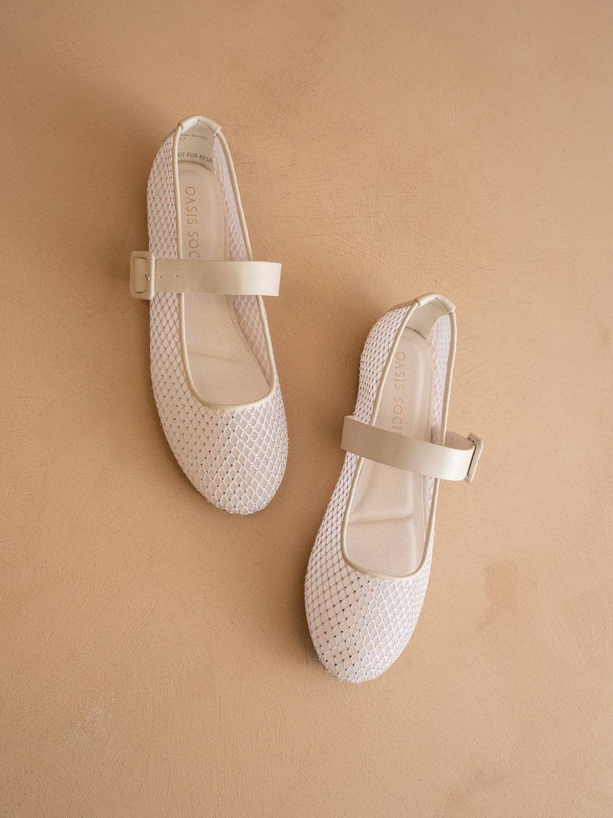 The Gem Ivory Gem Embellished Mesh Mary Jane Flat - The Girl on Ivy