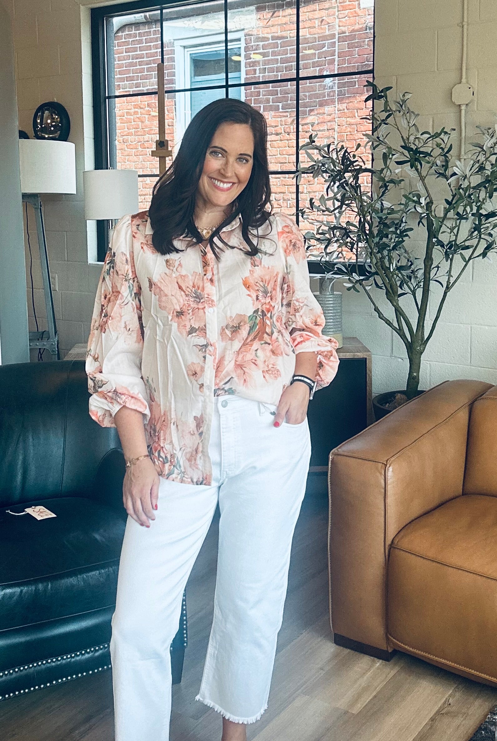 Retro Floral Puff Long Sleeve Shirt - The Girl on Ivy