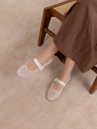 The Gem Ivory Gem Embellished Mesh Mary Jane Flat - The Girl on Ivy