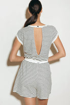 A striped knit romper - FP1102 CREAM BLACK - The Girl on Ivy