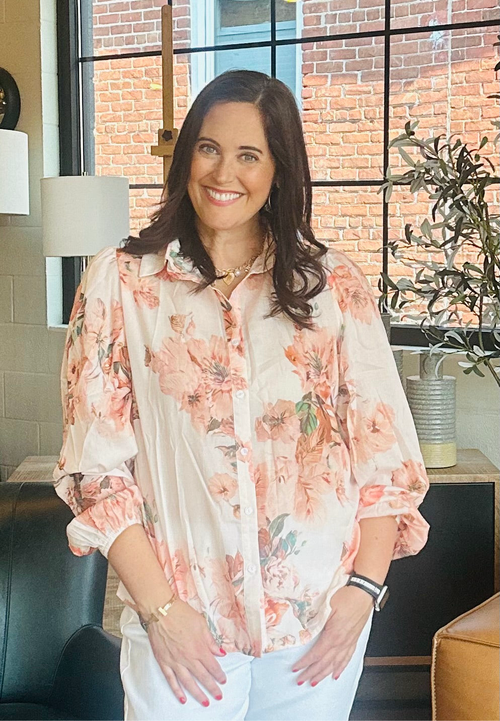Retro Floral Puff Long Sleeve Shirt - The Girl on Ivy