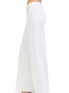 Tummy Control High Rise Wide Leg Pleated White Pants - The Girl on Ivy