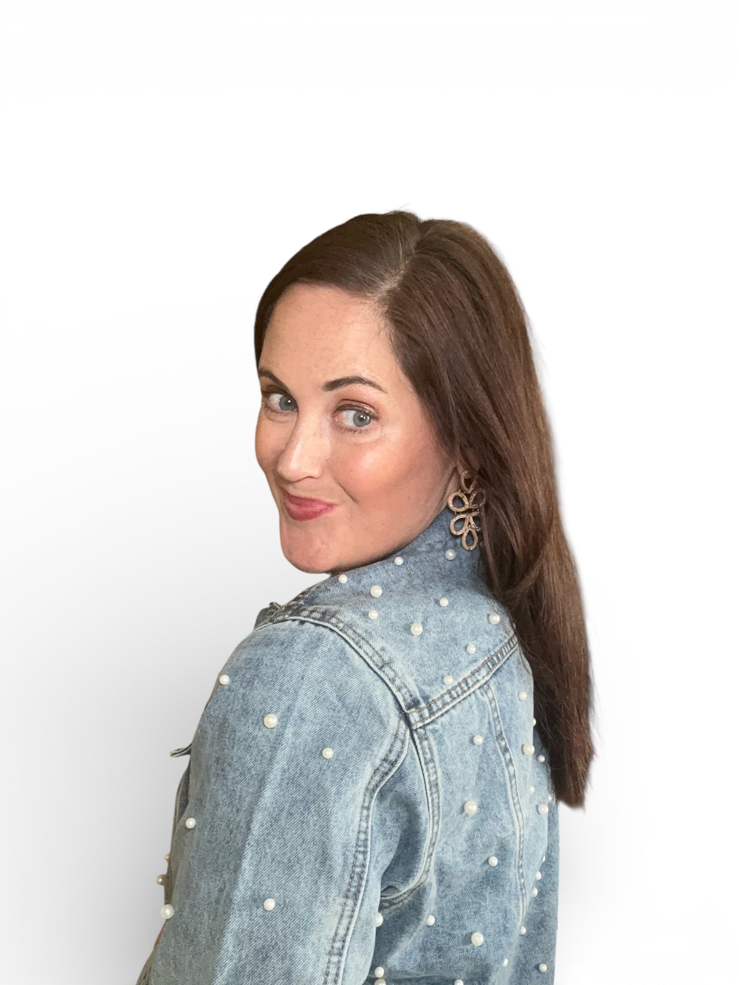 All Over Pearl Denim Jacket - The Girl on Ivy